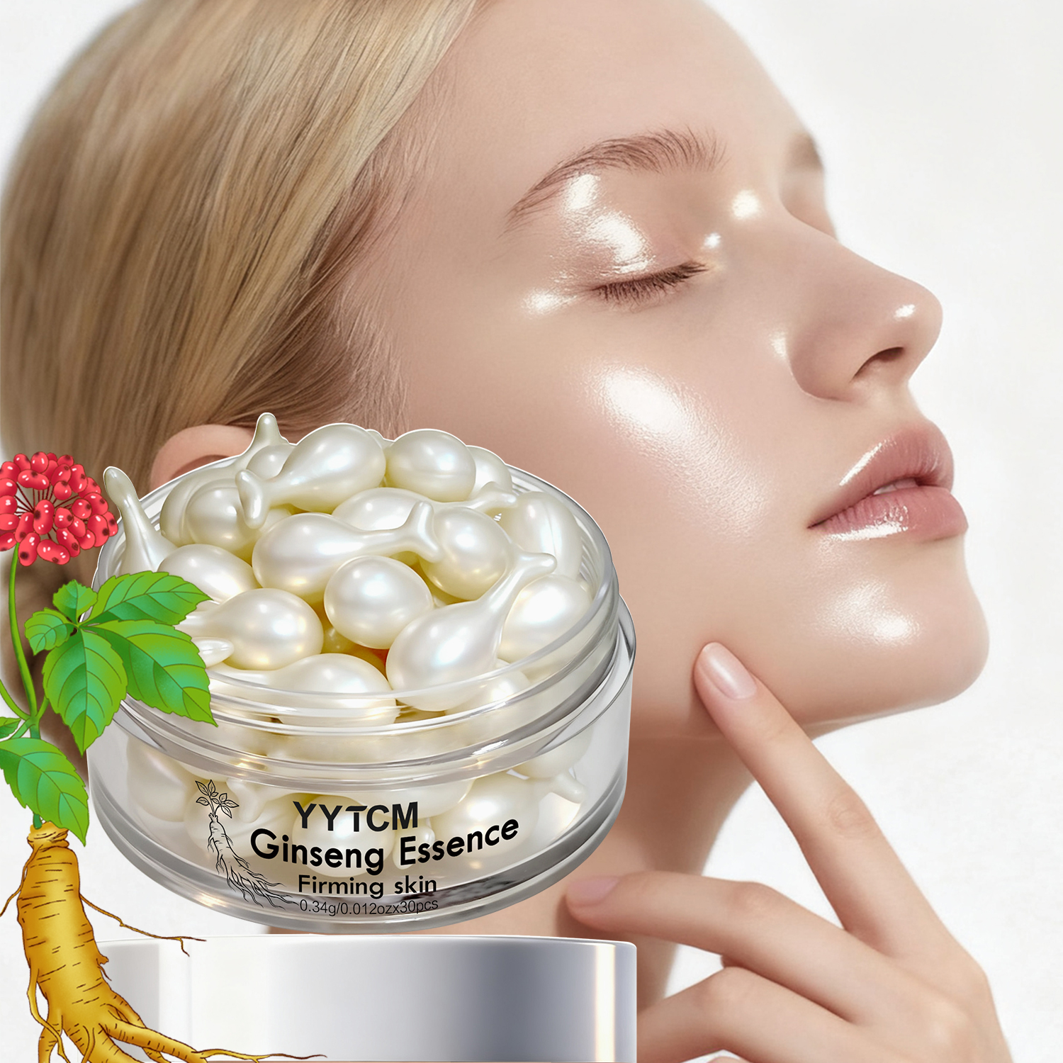 Retinol Vitamin A Cream - Ginseng Essence Capsules, Moisturizing and Firming